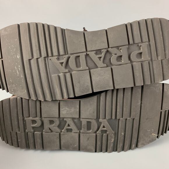 PRADA Size 7.5 Black Tan Mesh Lace Up Sneakers - Picture 8 of 8